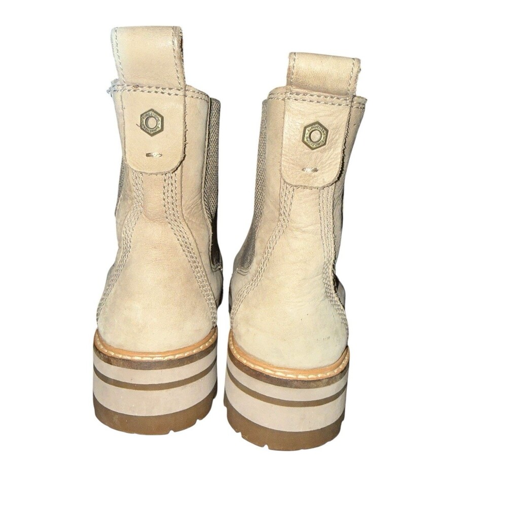 Timberland Women's Courmayeur Chelsea Pull On Ankle Boots Taupe Leather Size 7.5 - Picture 5 of 9